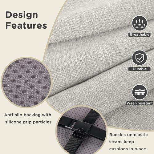 AddGrace Anti-Slip Bar Stool Cushions Square Bar Stool Seat Cushions with Ties Set of 4 Small Square Chair Pads with Machine Washable Cover 12"X12"X2" (Silver Grey) - color: Silver Grey