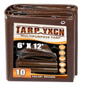 Brown Tarp 6x12 Feet, 10 Mil Thick Waterproof Poly Tarps Cover UV Resistant, Rip & Tear Proof with Metal Grommets Every 20 Inches - color: Brown, size: 6x12 Ft