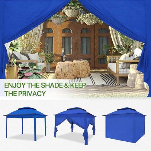 COOS BAY 11x11 Pop Up Gazebo with 4 Sidewalls, Instant Outdoor Canopy Tent with UPF 50+ UV Protection, Water Resistant Shelter with Carry Bag, Stakes & Ropes, Blue - color: Blue
