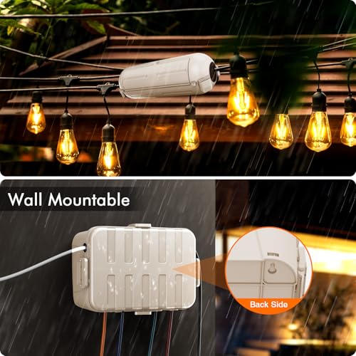 RESTMO 5-Piece Outdoor Waterproof Electrical Box Set – 12.5" x 8.5" x 5" Large & 7.1" x 2.3" x 2.3" Small, Weatherproof Boxes for Power Strip, Outlet, Plug, Socket, Timer, Holiday Light, Almond - color: Almond