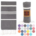 Beach Towel 100% Cotton Turkish Beach Towel Adult 38x70 Inch Pre-washed Absorbent Extra Large|Sand Free Quick Dry BathTowels|Lightweight Blanket|Travel Cruise Camping Spa Gym Towel|Gray Pinstripe - color: Rich Grey