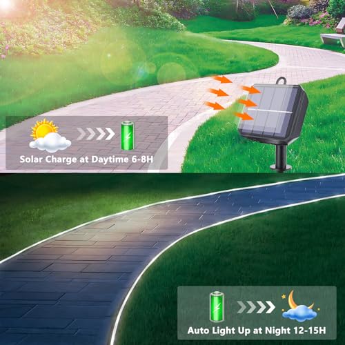 Solar Rope Lights, 33ft 100LED Solar String Lights, 8 Modes Waterproof Solar Powered Outdoor Light, Flexible Clear Tube Light for Garden, Backyard, Patio, Deck, Porch, Pool, Tree Decorative - White - color: White, size: 33ft