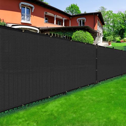 Privacy Fence Screen,with Gloves, 4X50FT Heavy Duty 220GSM 98% Blockage Privacy Screen Fence for Outdoor Wall Garden Yard Backyard (Black) - color: Black, size: 4x50 Ft