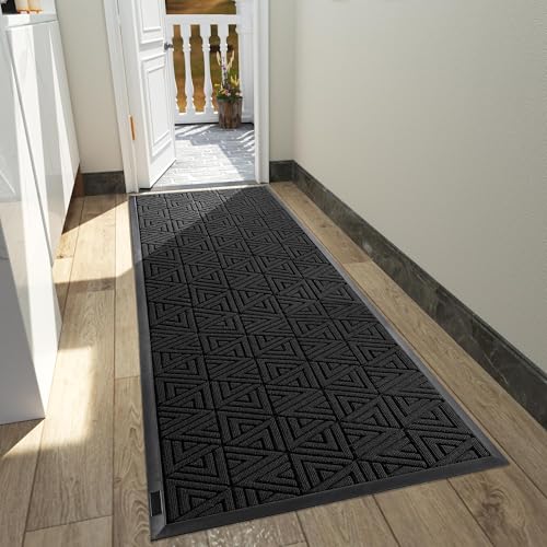 Yimobra Front Door Mat Outside Entrance 72 x 24, Waterproof and Washable Outdoor Mat, Non Slip Rubber Backing, Heavy Duty Welcome Matt for Home Entry Floor Porch Garage Office, Low Profile, Black - color: Black, size: 72x24 Inch