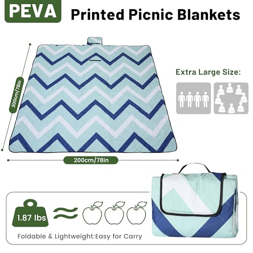 Dimatic Cute Picnic Blankets 78"x78" Extra Large Beach Blankets Waterproof Sand Proof Foldable Portable for Outdoor Family Camping - color: Sea Wave