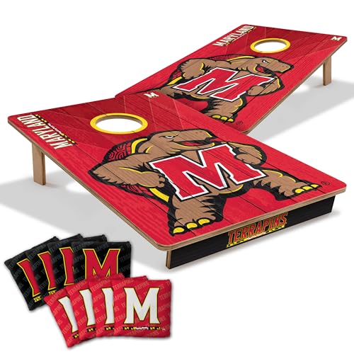 YouTheFan NCAA 2’ x 3’ Wood Cornhole Game with Logo Bags - color: Maryland Terrapins, size: 2' X 3'