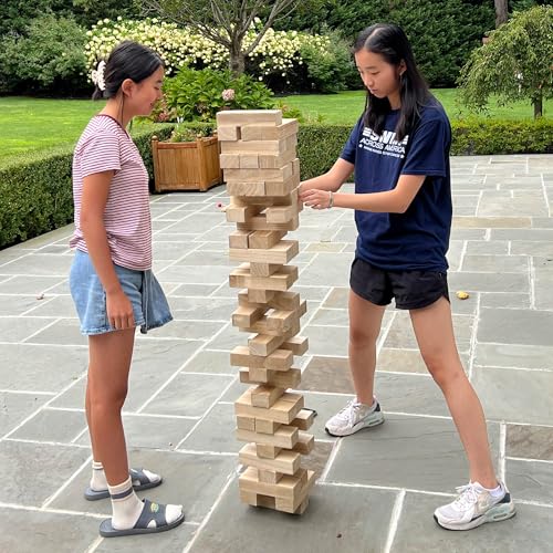 GOTHINK Giant Tumble Tower Game, Large Tumbling Tower Stacking to Over 5 FT 54pcs Wooden Jumbo Blocks for Outside Yard Games with Carry Case Timber Stacking Game Night Toy Gift for Kids Adults Family - size: XL- Over 5FT