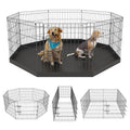 Artmeer Pet Playpen Puppy Playpen Kennels Dog Fence Exercise Pen Gate Fence Foldable Dog Crate 8 Panels 24 Inch for Pet Animals Outdoor Indoor with Bottom Pad (Black with Bottom pad) - style: Black 24''x24'' Bottom cover