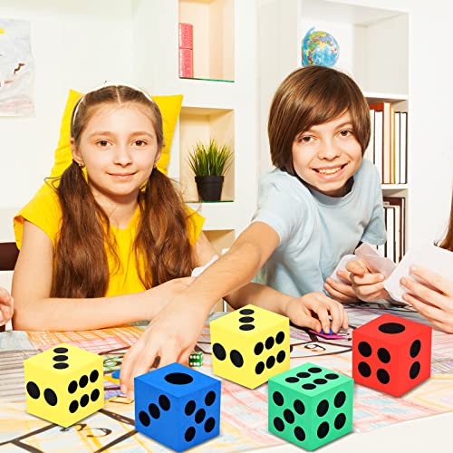 Meooeck 18 Pack Large Foam Dice 2.48 Inch Colorful Jumbo Dice with Storage Bag for Classroom Educational Activities and Game to Get Your Luck Numbers - size: 2.48 in, style: Square
