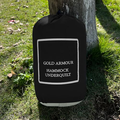 Gold Armour Hammock Underquilt for Single Hammocks and Double Hammocks, Insulated Warm Underquilt - Essential Camping Equipment Gear Under Quilts for Hammock (Black&Grey)