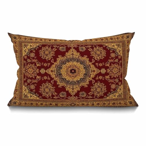 Smooffly Rug Pillow Cover Vintage Retro Boho Pillow Case Bohemian Ornament Waist Lumbar Cotton Linen Throw Pillow case Cushion Cover for Sofa Home Decorative Oblong 12x20 Inches - color: Swn20