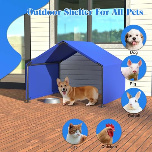 Portable Dog Shade Shelter, Water Resistant Pet Tent with UV Protection for Outdoor, Garden, Patio, Backyard Use (Blue) - color: Blue