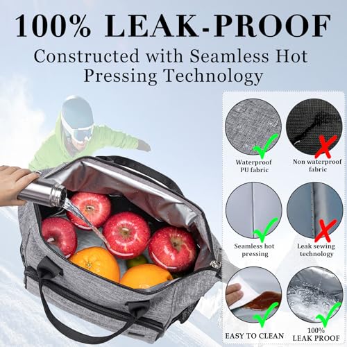 TuErCao Insulated Lunch Bag Soft Cooler Bag for Beach Travel Picnic, Adult Lunch Box for Women for Work, Dark Grey - color: A6: Dark Grey, size: Large