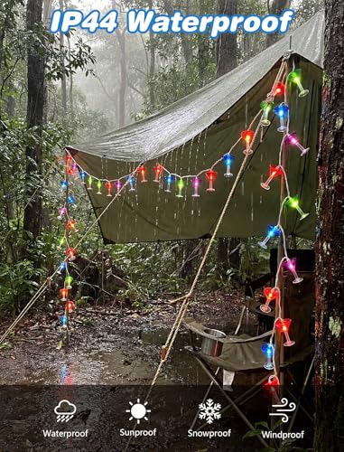 Cocktail Glass String Lights, 8.5Ft Tropical Beach Themed Wine Glass String Lights with 10 LED Cup Lights, Plug in Summer Patio Fairy Lights for Camp Tent Holiday Party Garden Bedroom - color: Wine Glass Lights, size: 8.5FT