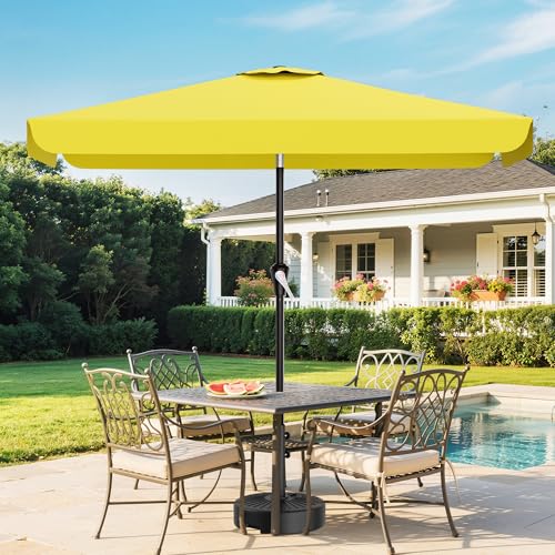 AreShark 6.5 x 10 FT Rectangular Valance Patio Umbrella, Outdoor Umbrella with Tilt and Crank, Market Table Umbrellas W/ 6 Ribs UV Protection for Garden, Deck, Backyard and Pool, Yellow - color: Yellow, size: 6.5x10 FT
