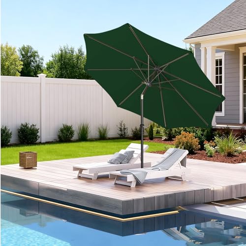9FT Outdoor Patio Umbrella Outdoor pool Umbrella with Push Button Tilt and Crank, Market Umbrella 8 Sturdy Ribs UV Protection for Garden, Deck, Backyard (Green) - color: Green