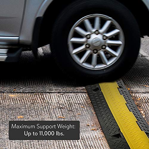 Pyle Durable Cable Protective Ramp Cover - Supports 11000 lbs, Single Channel Heavy Duty Cord Protection with Flip-Open Top Cover, 39.4”x5.11”x1.8” Cable Concealer for Indoor, Outdoor Use - PCBLCO102 - style: 1 Pack