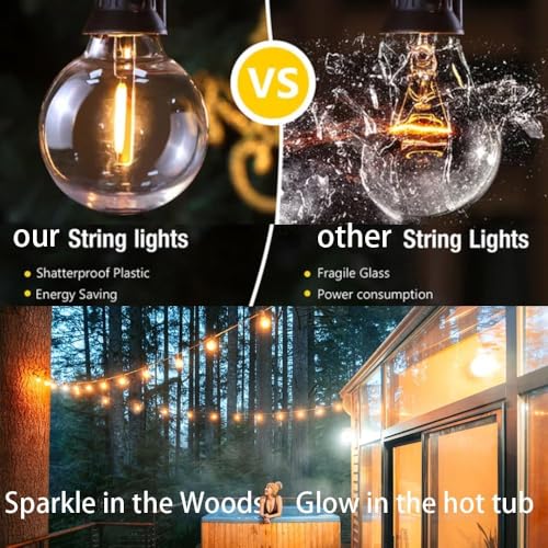 Lampat String Lights, LED 25Ft G40 Globe String Lights with Bulbs-UL Listd for Indoor/Outdoor Commercial Decor (75 FT) - size: 75 FT 75 Light Bulbs
