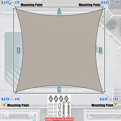 Amgo Custom Size 6' x 6' Grey Rectangle Square Sun Shade Sail UPF50+ AGTAPR1016, Order to Make Canopy Awning, 95% UV Blockage, Water & Air Permeable, Commercial and Residential (We Customize) - color: Gray, size: 6' x 6' Custom Size