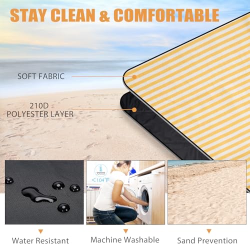 Picnic Outdoor Blankets Waterproof Extra Large - Beach Mat Sand Free Foldable with Carry Strap | Portable Camping Blanket | Park Blanket for Grass Park, Hiking, Travel, Concerts, Indoor (Yellow) - color: Yellow