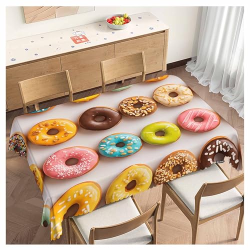 Decorative Rectangle Tablecloth 52"X70" Donuts, Colorful Glazed Donuts Wrinkle Free Table Cover Picnic Table Cloths for Parties Weddings Kitchen Dinner Tablecloth - color: Donuts