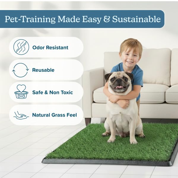 Artificial Grass Puppy Pee Pad for Dogs and Small Pets - Set of Three 18.25x14.25 Inch, Reusable 3-Layer Turf Pads for Dogs - Indoor and Outdoor Fake Grass Potty Pet Supplies by PETMAKER - size: Small 3-layer Replacement Pads