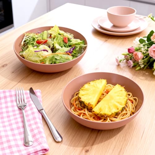 12-Pack 8.6 Inch Plastic Salad Bowls,Lightweight Unbreakable Dinner plates for Daily Use, Microwave & Dishwasher Safe Plates,Plastic Plates for Camping, Outdoor, food, Fruit (Brown) - color: Brown, size: 8.6 Inch