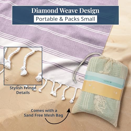 LANE LINEN Picnic Mat for Beach Vacation Essentials - Large Outdoor Blanket,Quick Dry and Pre-Washed, Soft Comfort, Perfect for Family Vacations, Park Relaxation, Sand Lounge – Wistful Mauve - color: 33: Wistful Mauve, size: Beach Blanket (80" x 80")