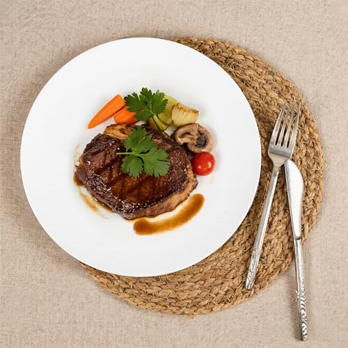 WONDERFUL 32pcs White Plastic Plates Reusable Unbreakable Dinnerware Set Dishes Set Dishwasher Safe Outdoor Plates Includes:16 Dinner 10" and 16 Dessert Plate 7.3" Ideal for Wedding/Mothers Day - color: White