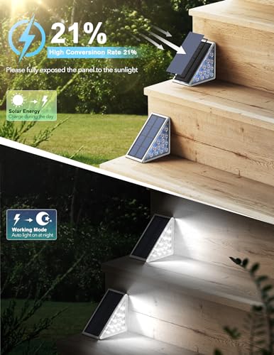 AUDLES LED Solar Step Lights Waterproof Outdoor Stair Lights, Solar Deck Lights Outdoor Decor IP67 Solar Lights for Yard, Patio, Garden, Walkways, Front Door, Pathway, Driveway (8) - color: Cool White, size: 8 Pack
