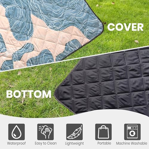 Waterproof Outdoor Blanket, 79" x 55" Large Packable Picnic Blankets, Foldable Picnic Mat for Park, Lawn, Grass, Beach, Concert (Abstract Line) - color: Abstract Line