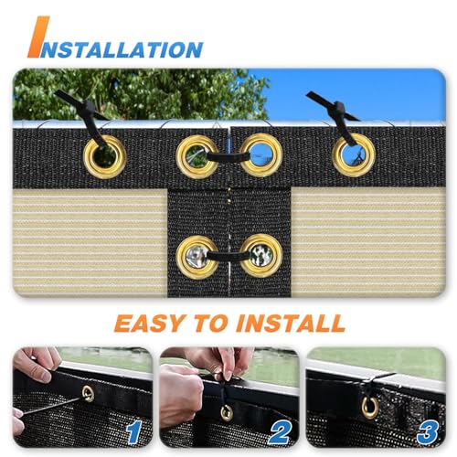 TANG 4' x 25' Privacy Fence Screen Beige Shade Cloth with Grommets, Chain Link Fence Panels Outdoor Mesh Fabric Fencing, Balcony Windscreen Cover,Temporary Garden Fencing for Yard Deck Pool - color: Beige, size: 0 4' x 25'