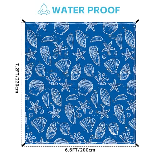 Beach Blanket Waterproof Sandproof Oversized, Extra Large Beach Mat 79" X 87"/110"x118" for 1-8 Adults Sand Free, Quick Drying Durable Outdoor Picnic Mat for Beach Travel Camping Hiking - color: Shell, size: 6.6x7.2 FT (1～4 Person)