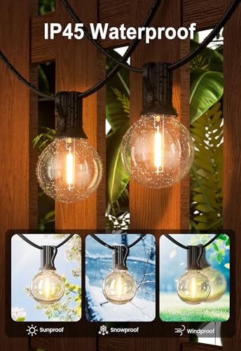 DAMAING Outdoor String Lights 300FT Waterproof Globe String Lights with 150+4 Shatterproof G40 LED Bulbs,Dimmable Connectable Patio Lights String for Hanging Bistro Backyard Gazebo,2-Pack x 150 FT - color: Black G40 Bulbs, size: 300 Feet