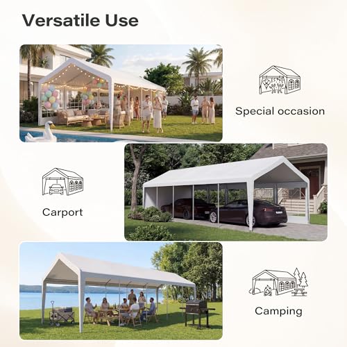 LAUSAINT HOME 10x30 Party Tent, Heavy Duty Waterproof Canopy with Removable Sidewalls & Roll-Up Door, Large White Event Shelter with Steel Frame for Wedding, Backyard, BBQ, Camping, for 20–40 People - size: 10x30