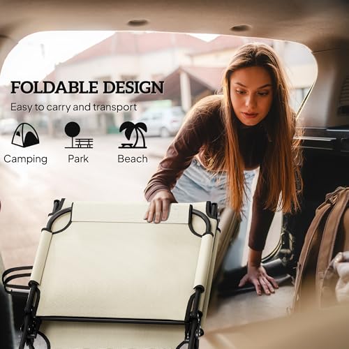 Outsunny Folding Chaise Lounge with 4-Level Reclining Back, Outdoor Tanning Chair with Cushion, Outdoor Lounge Chair with Breathable Mesh Fabric, Side Pocket, Headrest, Beige - color: Beige
