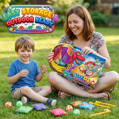 Bean Bag Toss Game for Kids - Cornhole Board Outdoor Toys for Toddlers -Party Activities Carnival Outside Yard Backyard Beach Lawn Games Toy for Kid Boys Girls Age 3 4 5 6 7 8 Year Old Birthday Gifts - style: Dinosaur