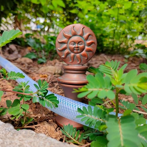 Hose Guides for Garden, 3Pcs Garden Hose Guide Stake Decorative with Roller, Hose Guide Spike Plant Protector Lawn Hose Support Spikes for Outside Lawn Yard(bud, fairy, Sun God)