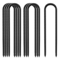 12inch Rebar Stakes, 8 Pack U Hook Ground Anchors, Heavy Duty Rust Proof Coated Steel Ground Stakes Ground Anchors, Garden Stake Metal Stake Tent Stake Trampoline Anchors Trampoline (Black) - color: U-8pcs