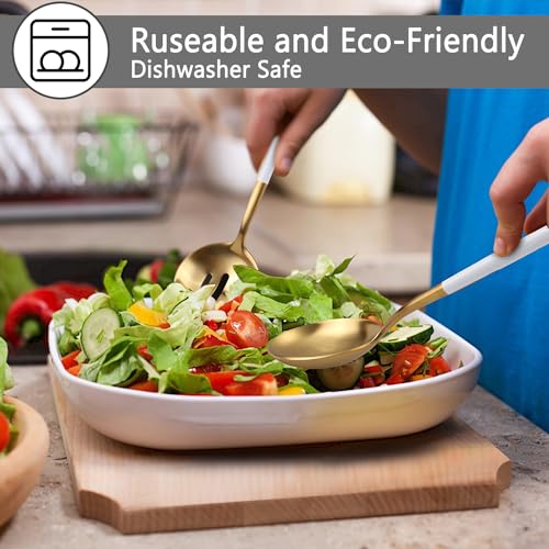 Serving Utensils,Set of 5 Matte Whitegold Large Serving Spoon,Slotted Serving Spoon and Serving Fork,with Sugar Spoons and Butter Knife,Stainless Steel Serving Utensils Set for Party Catering Buffet - color: Whitegold