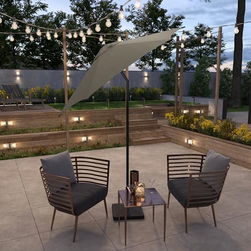 Sunline 7.5 ft Patio Umbrella with Crank & Push Button Tilt, Outdoor Market Umbrella with UV Protection & Wind Vent, Metal Frame for Deck, Pool & Table, Taupe - color: Taupe, size: 7.5 foot