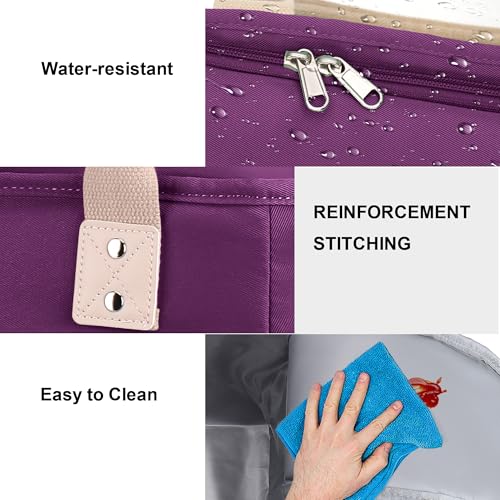 Hafmall Insulated Lunch Bag for Adults, Big lunch box for Womens, Wide Opening Insulated Tote Bag with Shoulder Strap, Reusable Adult Lunch Bag For Work, Picnic(Purple) - color: Purple