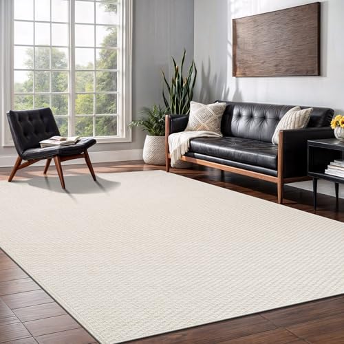 Luul Home Easy Jute Rugs 4x6 White Color Living Room Indoor Outdoor Area Rug for Farmhouse Patio and Kitchen Rug High Traffic Washable Easy to Clean Solid Boho Woven Design Outside Carpet (4 x 6) - color: Bone, size: 4' x 6' (Rectangular)