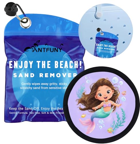 Antfuny Sand Remover Eraser Mermaid Removal Bag Mitt Brush Wipe Off Beach Vacation Essentials Travel Necessities Supplies Lake Day Activities Hawaii Trip Must Have Family Toy Game Towel Sifter Cloud - color: 1pcs Mermaid