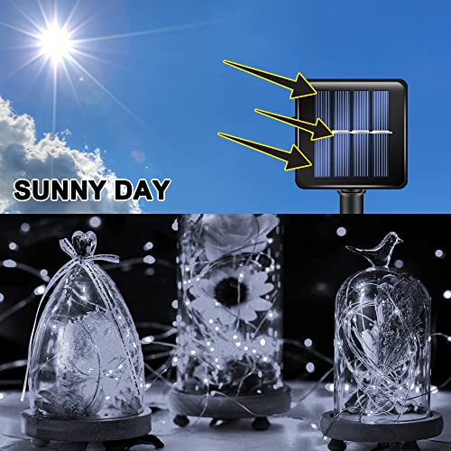TW SHINE 2 Pack Solar String Lights Outdoor, Total 80 FT 240 LED Solar Powered Waterproof White Fairy Lights 8 Modes for Outside Christmas Party Tree Wedding Yard Decorations - color: White, size: 2 Pack