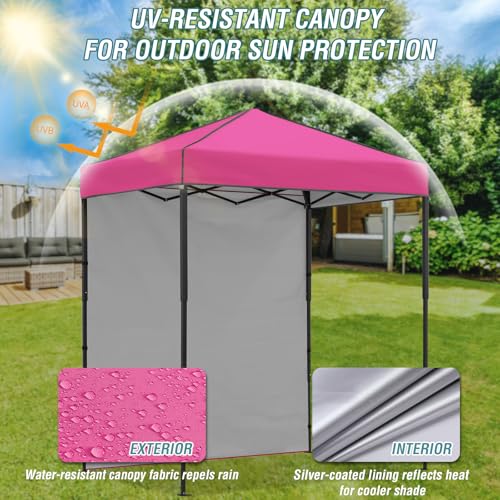 EAGLE PEAK 6x4 Instant Pop Up Canopy Tent with 1 Side Wall Panel, Straight Leg Sun Shelter, Portable Canopy with Carry Bag for Camping, Beach & Sports, Pink - color: Pink, size: One Wall