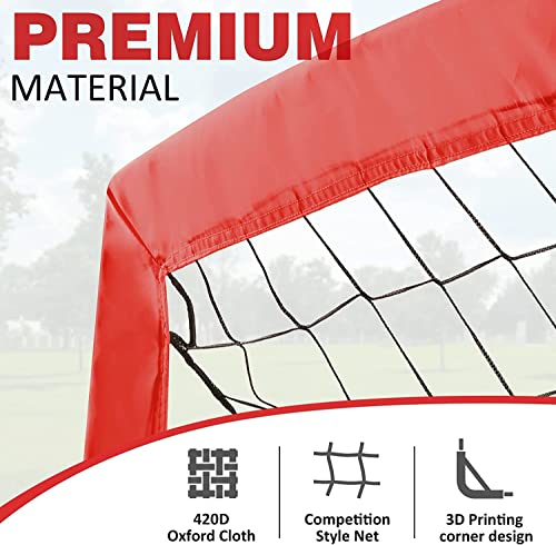BOHEN 9x5 FT Kids Soccer Goals with Carry Bag, Portable Folding Soccer Net for Backyard Training, Indoor/Outdoor Use for Youth and Adult - color: Red, size: 9x5ft, 2 Pack