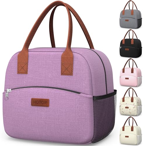 HOTOR Lunch Bag for Women & Men - Wear-Resistant Insulated Lunch Box with Large Capacity, Multi-Functional Cooler Bag for Office, Picnic, Purple, 10L, 10.60" x 5.90" x 9.50" - color: Purple, size: 10L