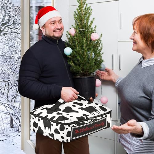 Kcldeci Custom Insulated Casserole Carrier Cow Print Personalized Food Carriers with Dish Storage Leakproof Lasagna Holder Bag for Lasagna Pan Baking Dish Casserole Dish - color: B03
