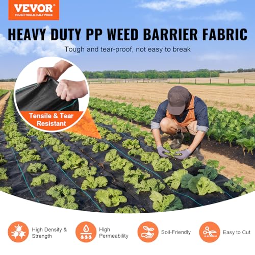 VEVOR Driveway Fabric, Heavy Duty 6x300ft 3oz Woven Landscape Fabric, Garden Weed Barrier Fabric, Weed Control Fabric, Geotextile Fabric for Landscaping, Ground Cover, Weed Block Gardening Mat, Black - size: 6FT*300FT-3OZ, style: Woven